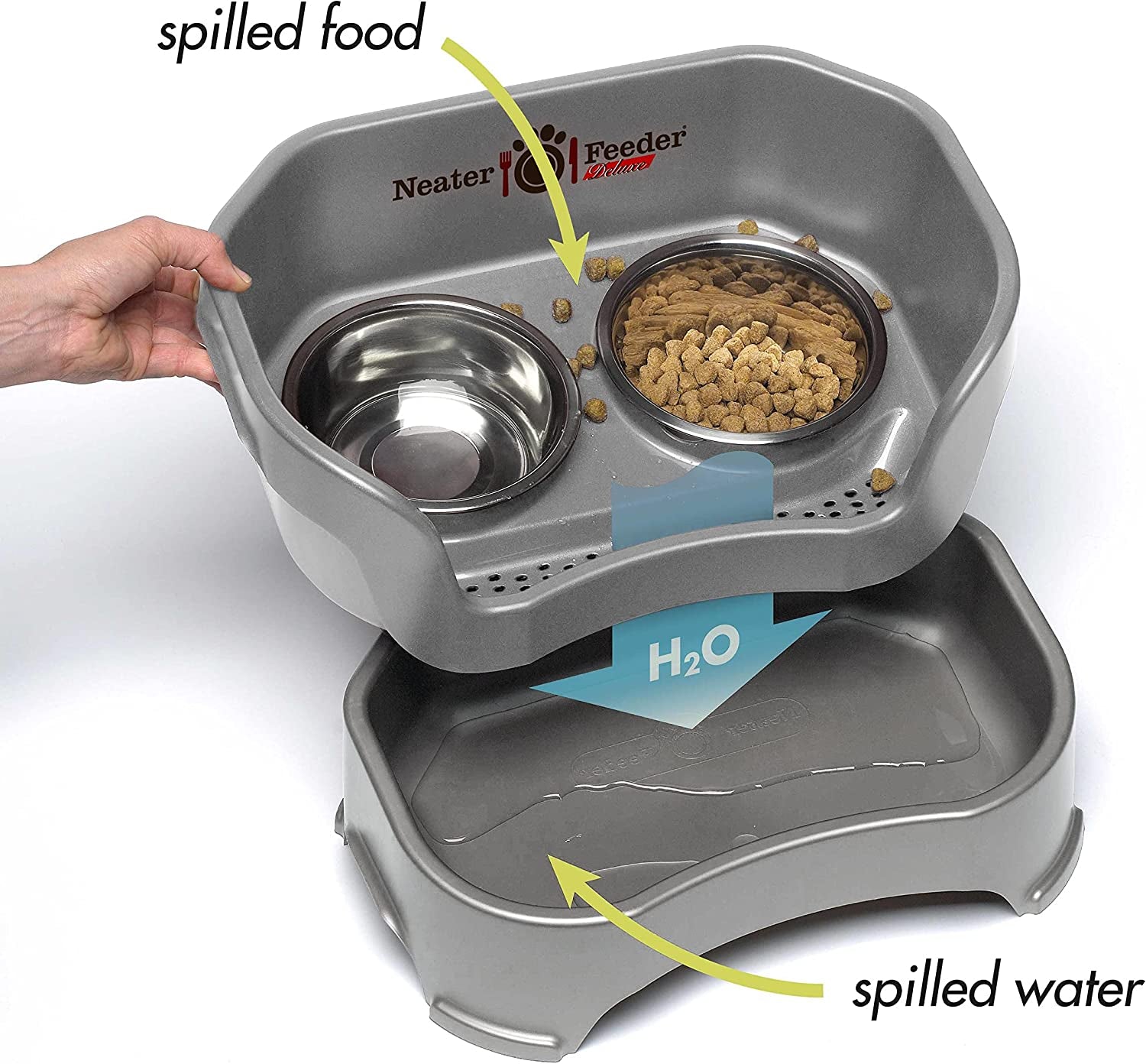 Neater Feeder Deluxe with Leg Extensions (Medium, Gunmetal Grey)