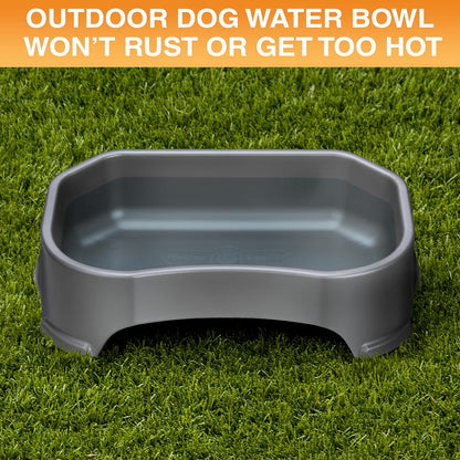 Big Bowl - Extra Large Water Bowl for Dogs (1.25 Gallon Capacity, 160 Oz) - Huge over Size Pet Bowl - Gunmetal Grey